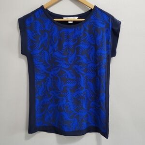 Diane von Furstenberg Cordella 100% Silk Short Sleeve Printed Blouse Size 0